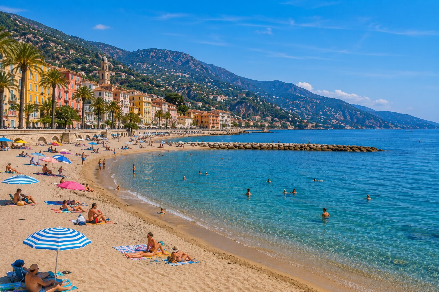 Illustration of Plage des Sablettes in Menton