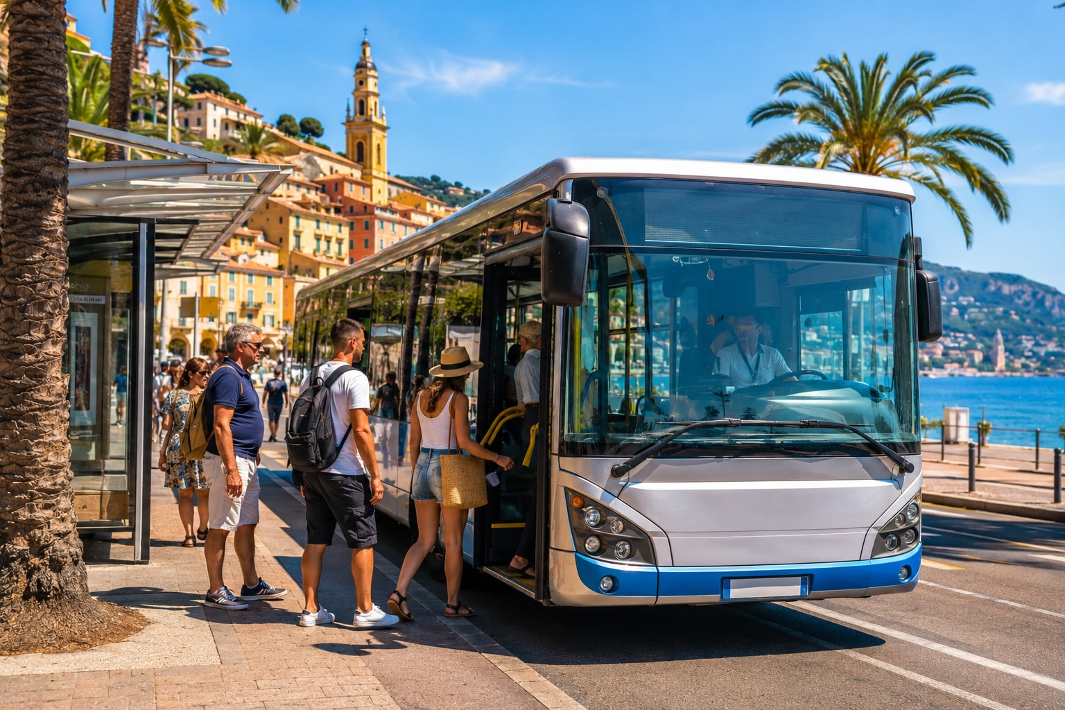 Illustration of public transport in Menton